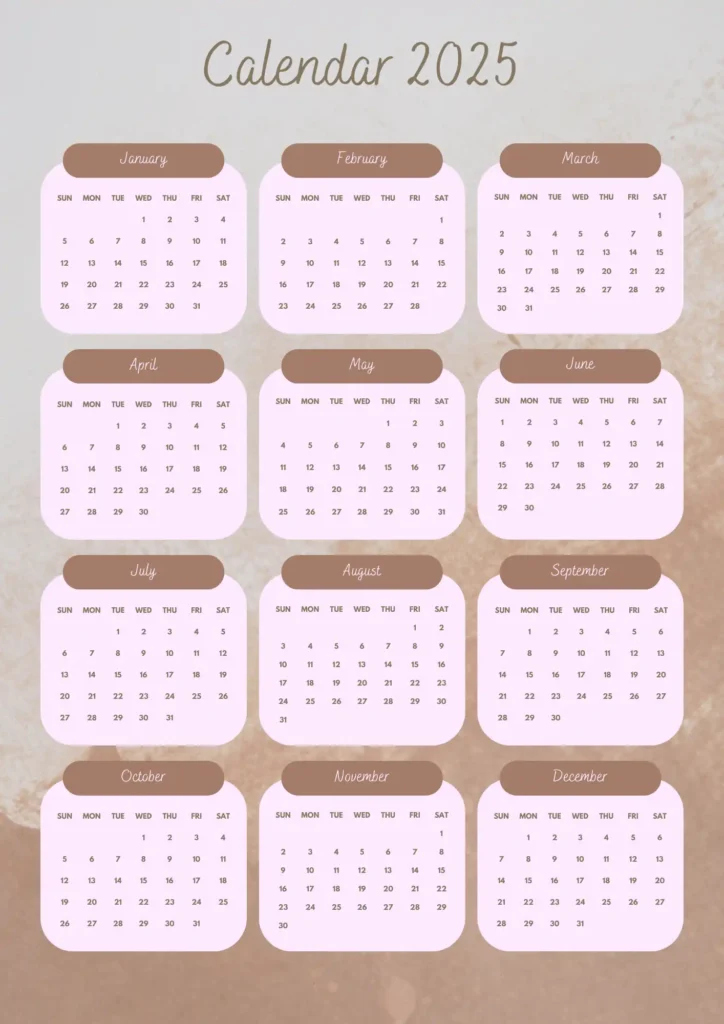 Simple 2025 Calendar Printable