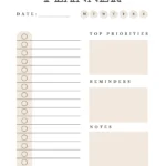 Simple Daily Planner Checklist