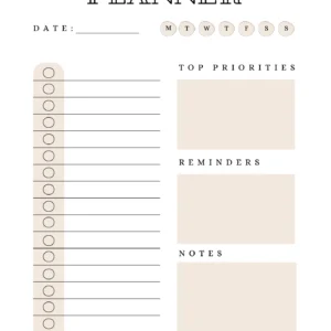Simple Daily Planner Checklist