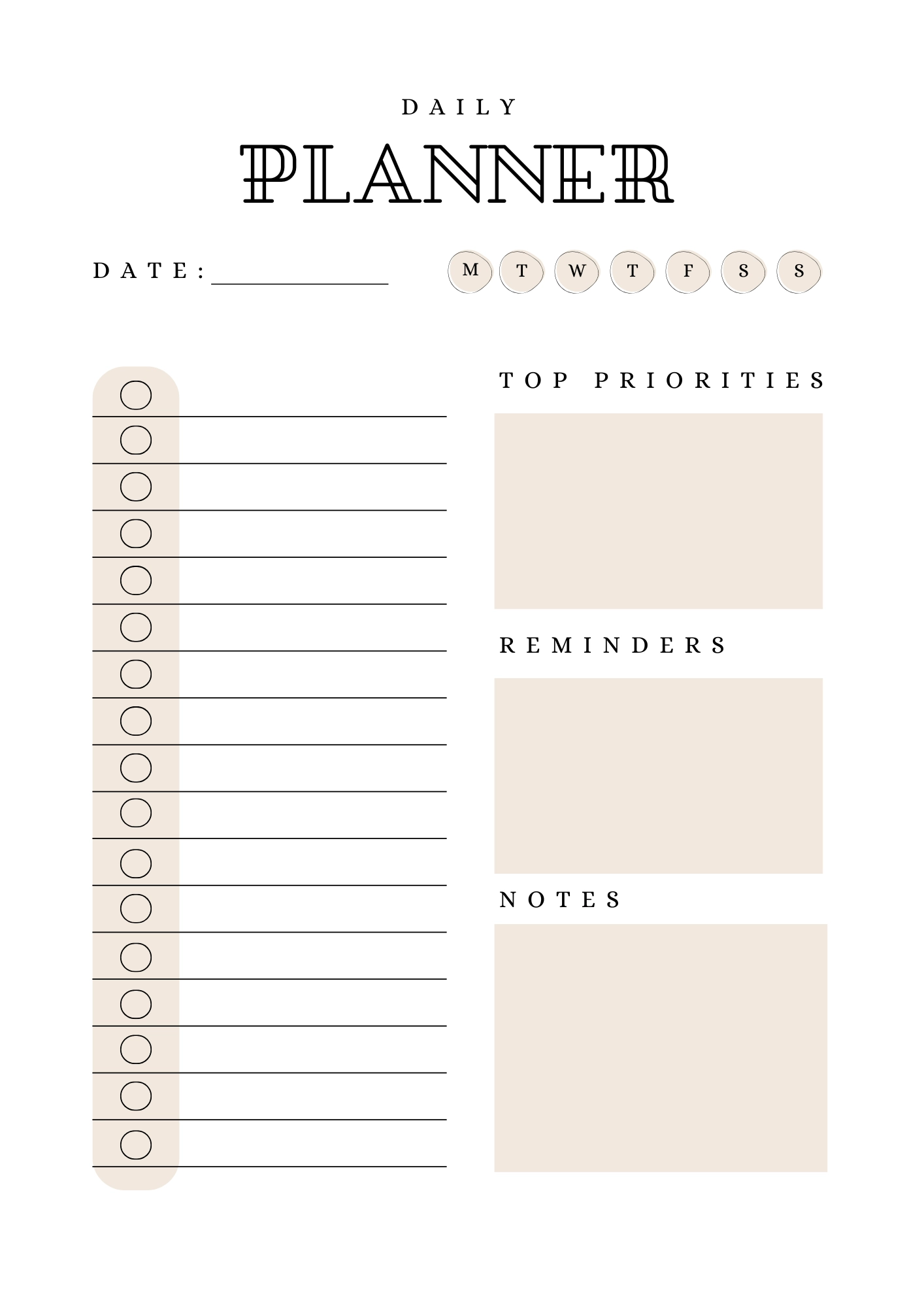 Daily Planner Checklist