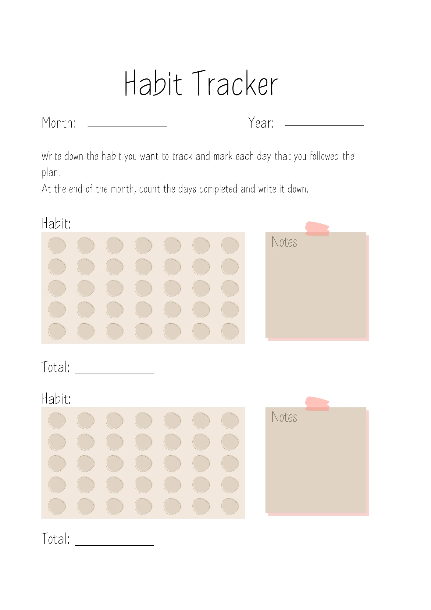 Monthly Habit Tracker