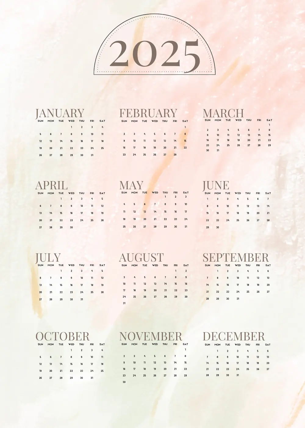 2025 Minimalist Calendar