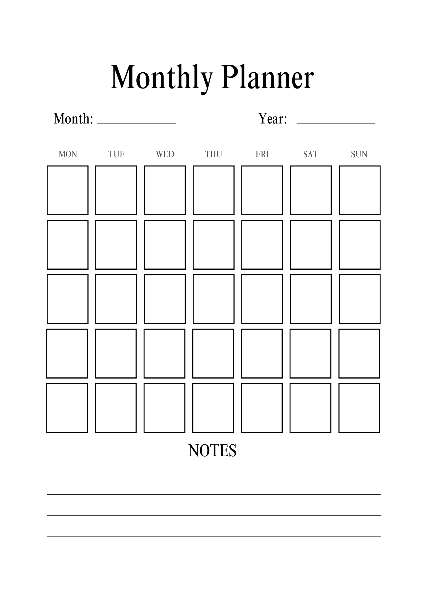 Monthly Planner Notes