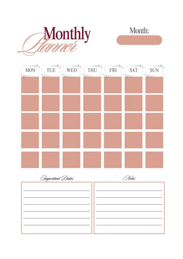 Printable Monthly Planner