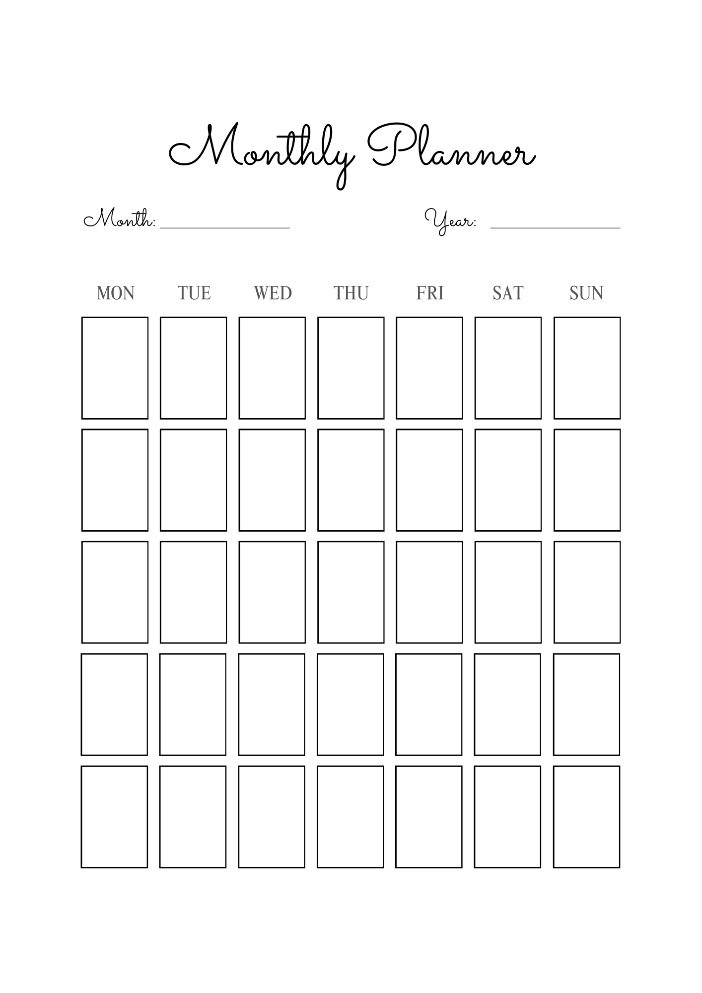 Simple Monthly Planner