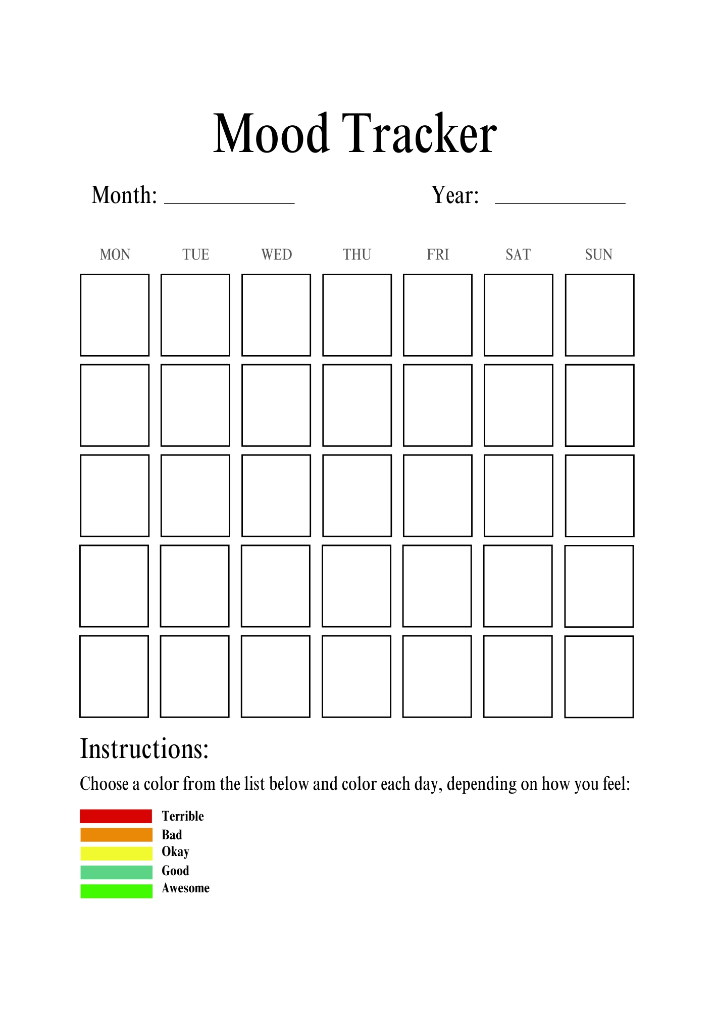 Monthly Mood Tracker