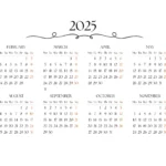 Horizontal Printable Calendar for 2025