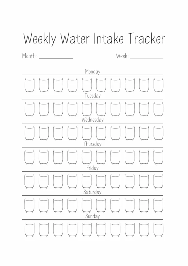 Water Tracker Printable