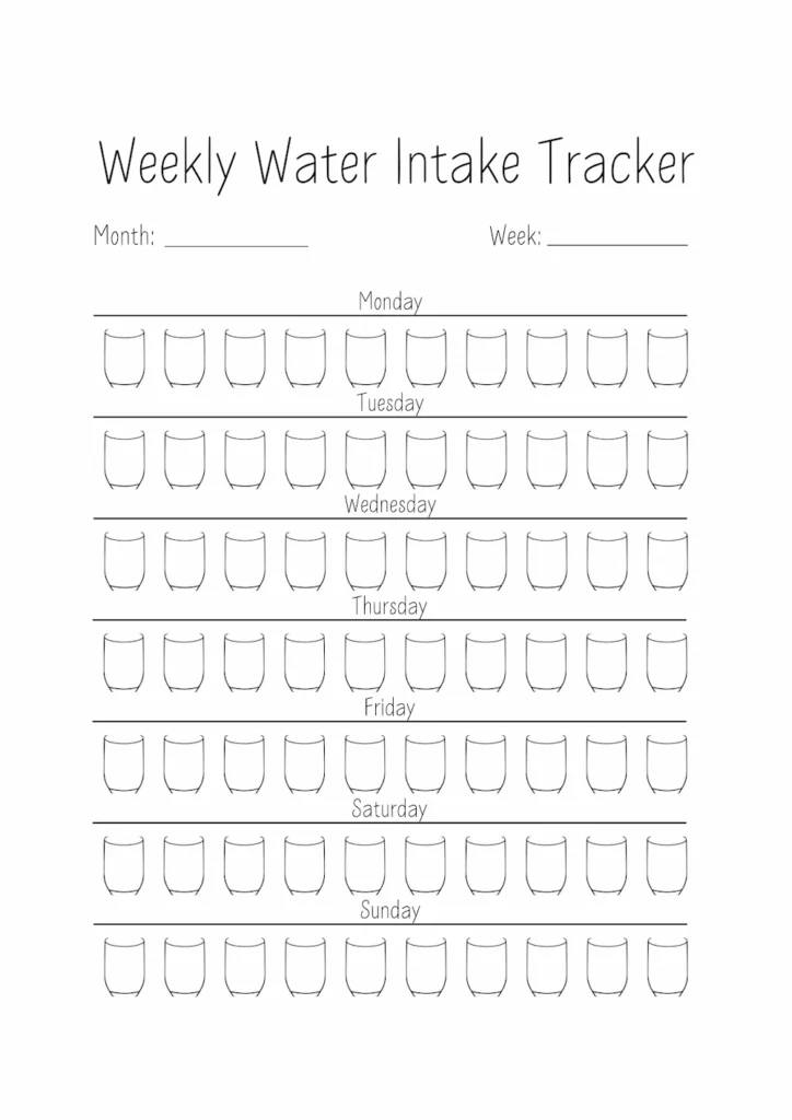 Water Tracker Printable