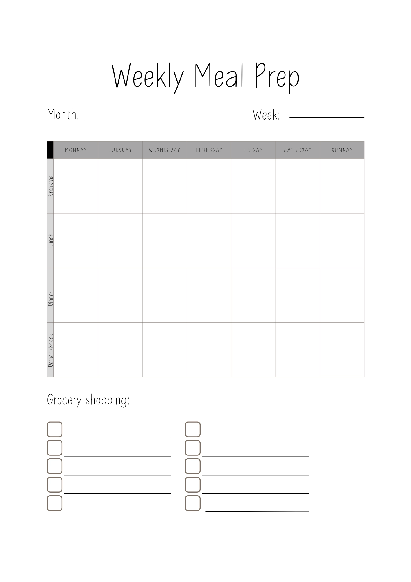 Meal Prep Printable