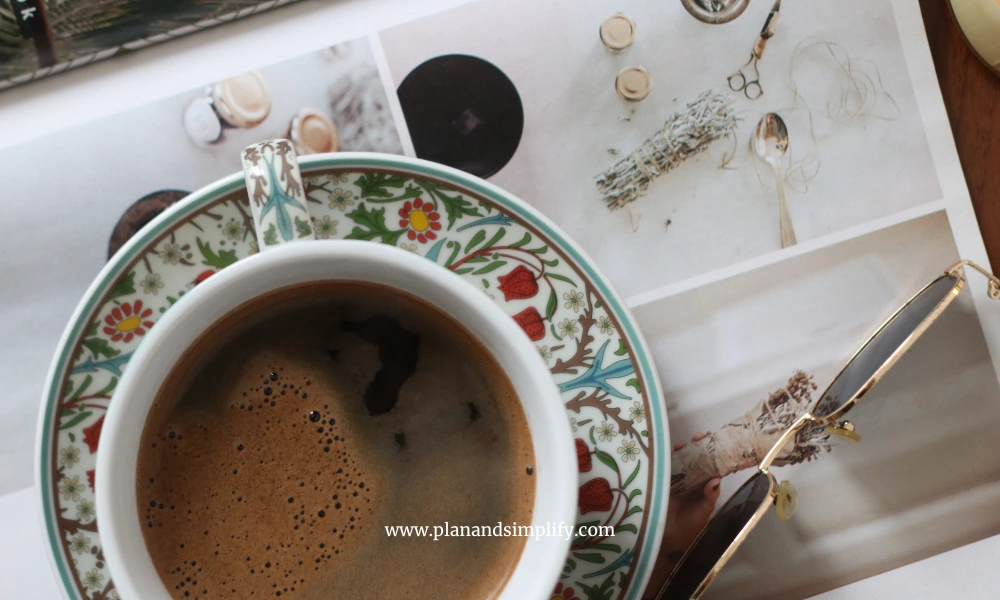coffee with a magazine as morning routine
