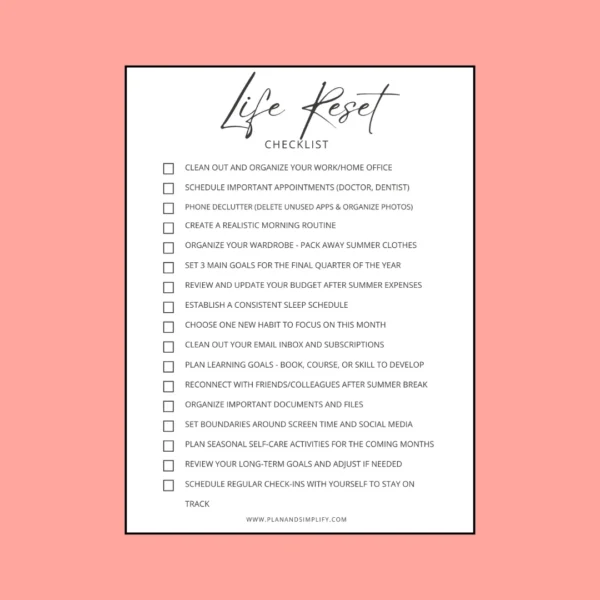 Checklist for a life reset