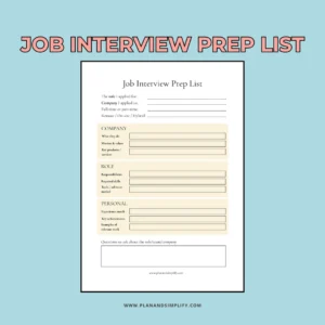 Job interview prep list