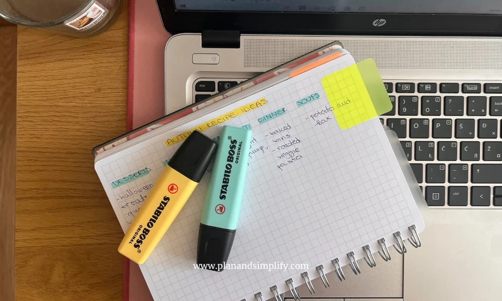 a plan in a notebook