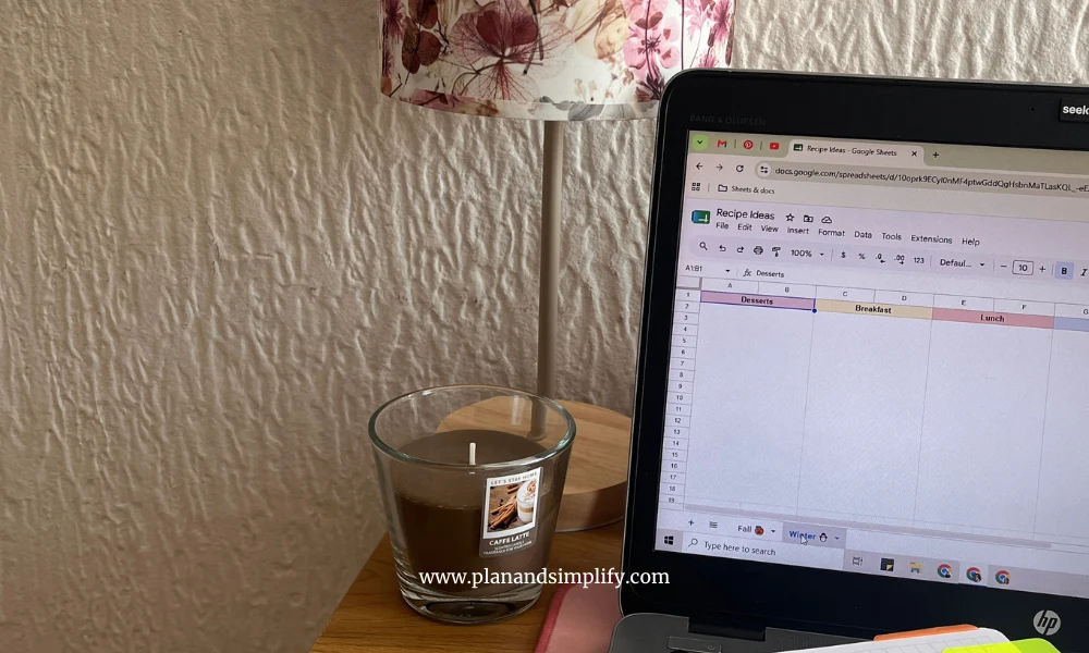 laptop with google sheets opened